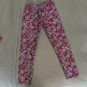 Dori Creations Pink Smiley Star Kids Leggings